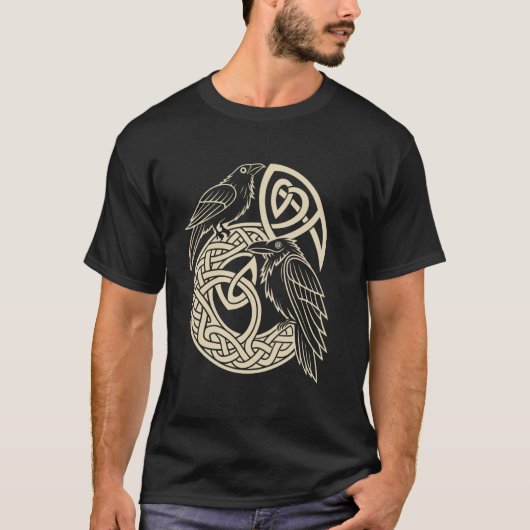T-shirt Norse Knotwork Ravens u2013 Huginn & Muninn Viking (Devant)