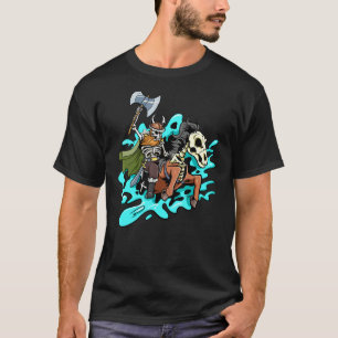 T-shirt Norse Viking Mythologie Skeleton Warrider Hors