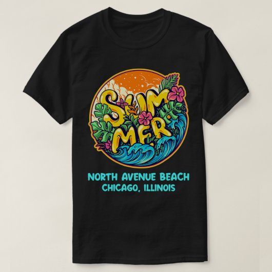 T-shirt North Avenue Beach Chicago Illinois Summer Vacatio (Design devant)