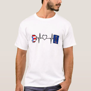 T-shirt North Dakota Peurto Rico Heartbeat Peurto Rican Fl