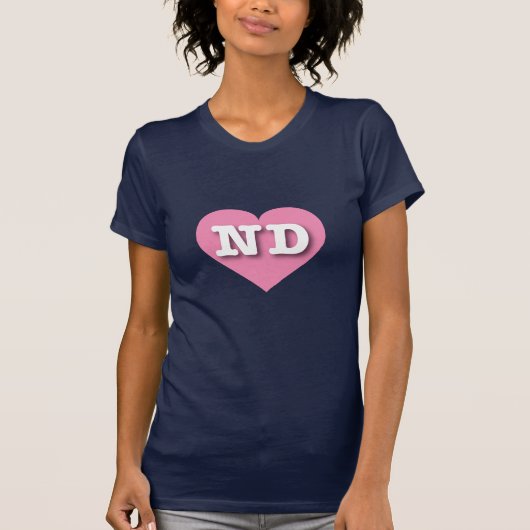 T-shirt North Dakota Pink Heart - J'aime ND (Devant)