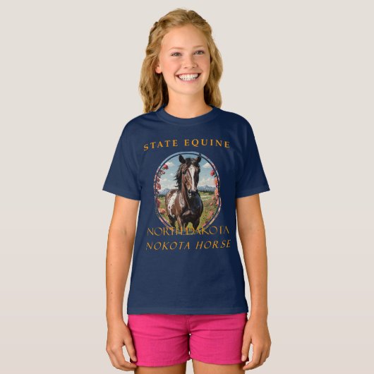T-shirt North Dakota Territory Horse Le Nokota (Devant entier)