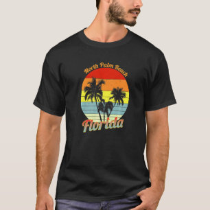 T-shirt North Palm Beach Floride Rétro Palmiers tropicaux
