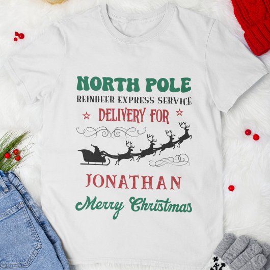 T-shirt North Pole Reindeer Express Service Personalized