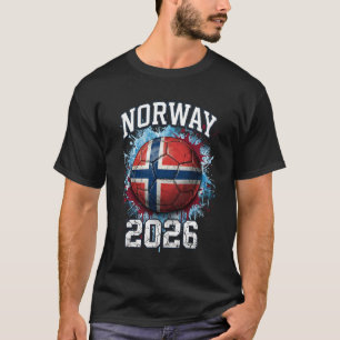 T-shirt Norvège 2026 Football Drapeau Vintage Éclaboussure
