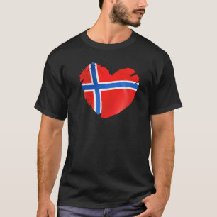 T-shirt Norvège Drapeau Sur La Forme Du Coeur Norvégiens N