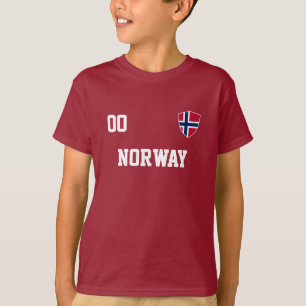 T-shirt Norvège Nom et numéro personnalisés Football Kids