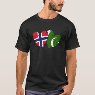 T-shirt Norvège Pakistan Cœur Drapeaux Culture norvégienne