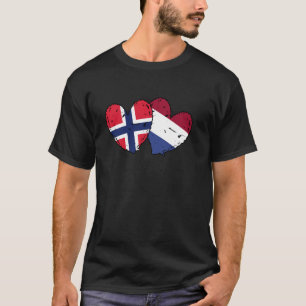 T-shirt Norvège Pays-Bas Coeurs Drapeau Norvégien Néerland