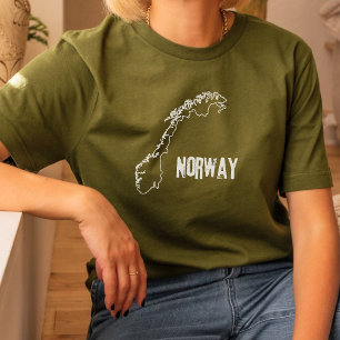 T-shirt Norvège Plan du pays Ligne Frontière norvégienne