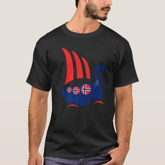 T-shirt Norvège Viking Ship Norwegian Drapeau Dragon Batea (Devant)