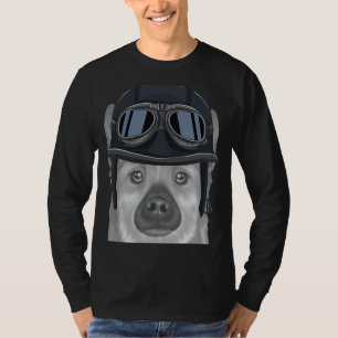 T-shirt Norvégien Buhund portant un casque de moto Vintage