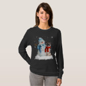 T-shirt Norvégien Elkhound Chien Noël Snowman Noël (Devant entier)