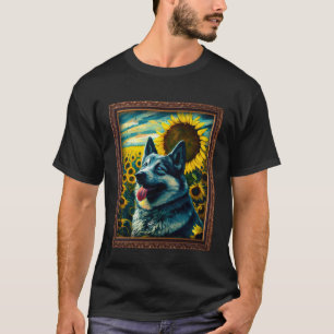 T-shirt Norvégien Elkhound Peinture Tournesol Fleur Maman 