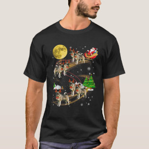 T-shirt Norvégien Elkhound Reindeer Christmas Chien Riding