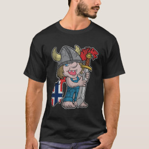 T-shirt Norvégien Troll Norvège Drapeau Norge Distorsion