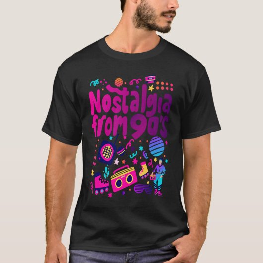 T-shirt Nostalgia From 90's Cool 90's Outfit Illustration  (Devant)