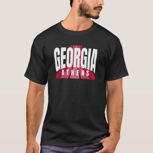 T-shirt Nostalgic Athens GA Red & Black Athens GA Striped  (Devant)