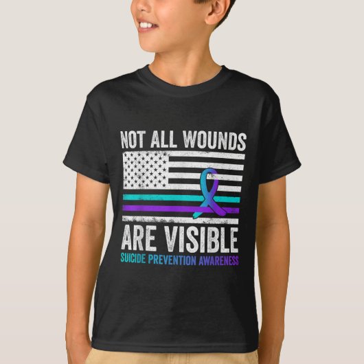 T-shirt Not All Wounds Are Visible American Flag Suicide P (Devant)