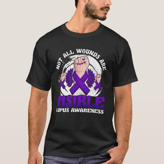 T-shirt Not All Wounds Are Visible Lupus Warrior Purple Ri (Devant)