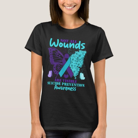 T-shirt Not All Wounds Are Visible Suicide Awareness (Devant)