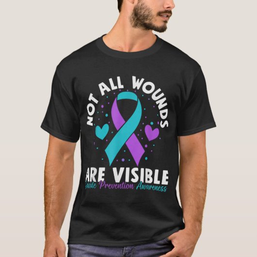 T-shirt Not All Wounds Are Visible Suicide Awareness Menta (Devant)