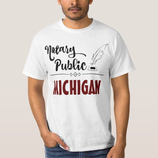 T-shirt Notaire Public Elegant Feather Quill Michigan (Devant)