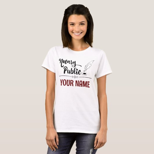 T-shirt Notaire Public Feather Quill Votre nom Customisé (Devant entier)