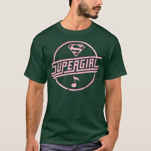 T-shirt Note de musique rose Supergirl (Devant)