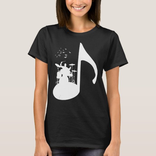 T-shirt Noter Oiseaux Drummer Design (Devant)