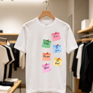 T-shirt Notes Autocollantes Colorées Art de Motivation Pos
