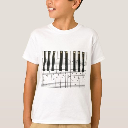 T-shirt Notes de clavier et de musique de piano (Devant)