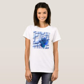 T-shirt Notes de Musique Bleue et Manches Longue Fleur Ros (Devant entier)