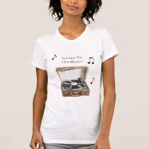 T-shirt Notes de musique de tourne-disque