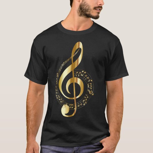 T-shirt Notes de musique Gold (Devant)
