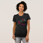 T-shirt Notes de musique noir et rose (Devant entier)