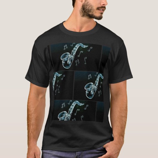 T-shirt Notes de saxophone et de musique (Devant)