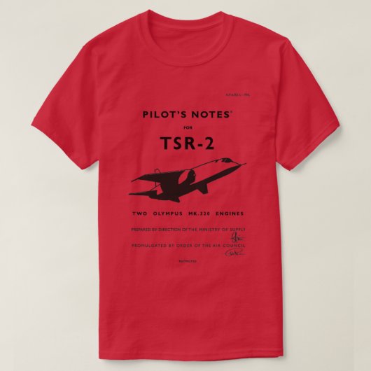 T-shirt Notes des pilotes pour TSR2 (Design devant)