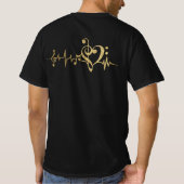 T-shirt Notes d'impulsions de musique Clé Heartbeat (Dos)