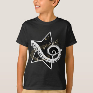 T-shirt Notes d'or d'étoile musicale