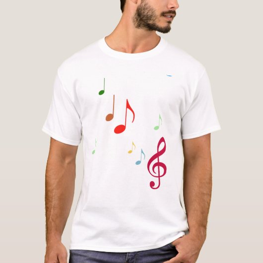 T-shirt Notes musicales colorées (Devant)
