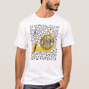 T-shirt Notes musicales de la Corne française Musicien de