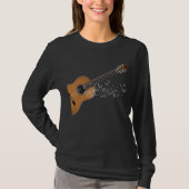 T-shirt Notes musicales graphiques de guitare acoustique V (Devant)