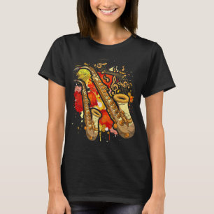 T-shirt Notes musicales Saxophoniste Musicien Jazz Saxopho