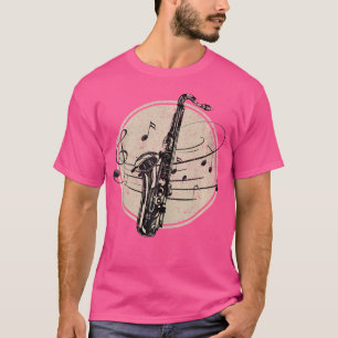 T-shirt Notes musicales saxophonistes Musicien de jazz Vin