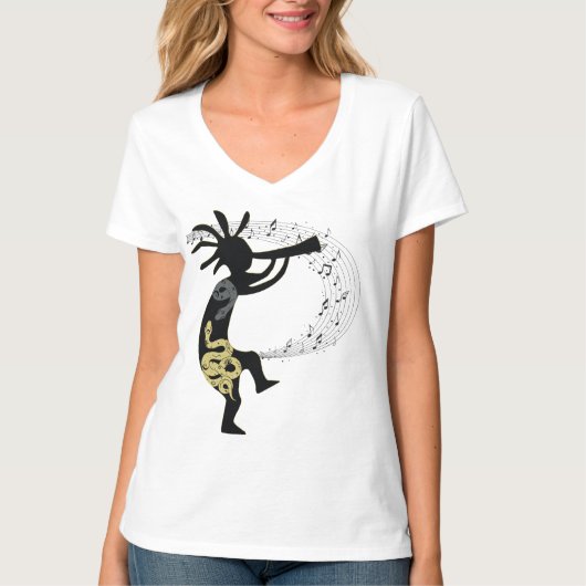 T-shirt Notes musicales Snake Kokopelli Native American (Devant)