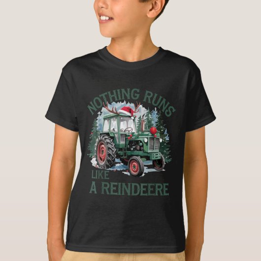 T-shirt Nothing Runs Like A Reindeer Christmas Tractor Far (Devant)