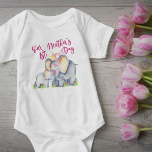 T-shirt Notre 1ère Fête des mères Maman et Baby Elephan