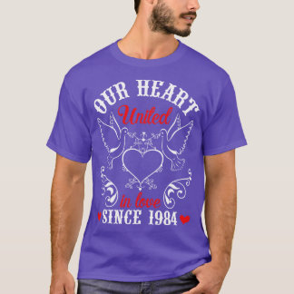T-shirt Notre Coeur Unis dans l'amour depuis 1984 Happy Ma