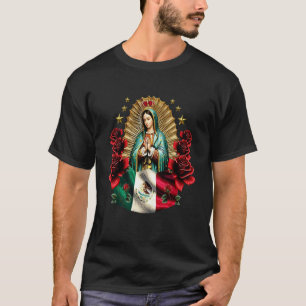 T-shirt Notre-Dame de Guadalupe dans Fleurs de Roses - Cat